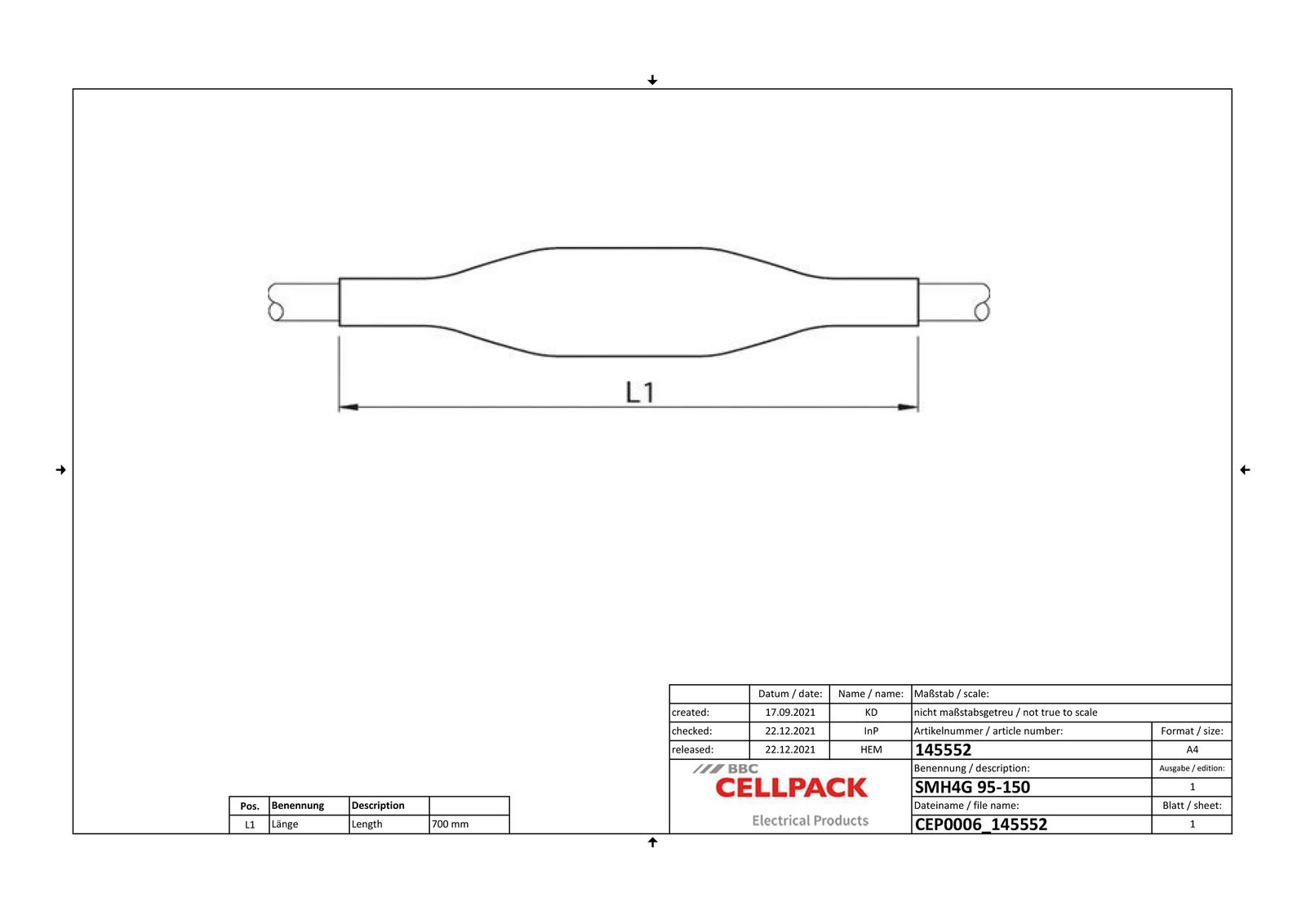 Verbindungsmuffe Warmschr 4x95-150qmm H07RN-F hfr