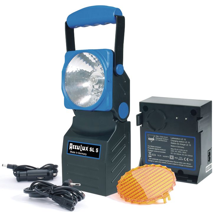 Handscheinwerfer 3,2/3,2W AccuLux 230V Halogen/LED IP54 Geeignet für Notlicht