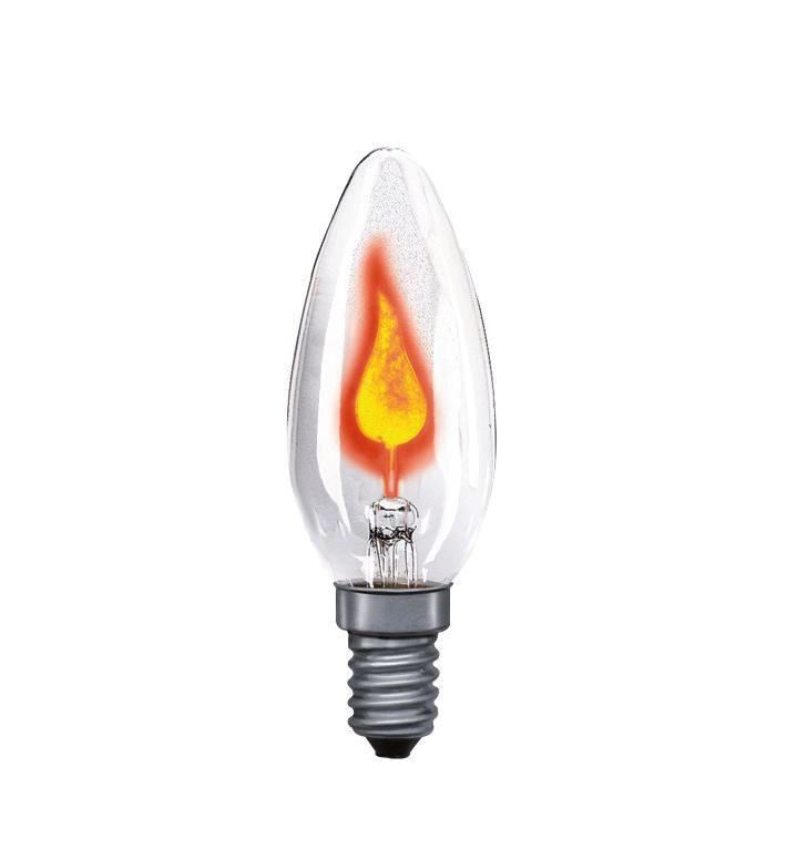 Kerzenlampe 3W kl E14 230V Standard farblos Flackerkerze
