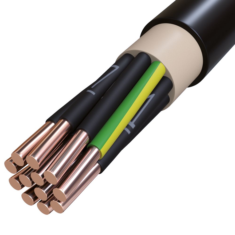 Starkstromkabel Eca NYY-JZ 12x1,5qmm RE TRS Ø19mm Polyvinylchlorid (PVC) sw Cu