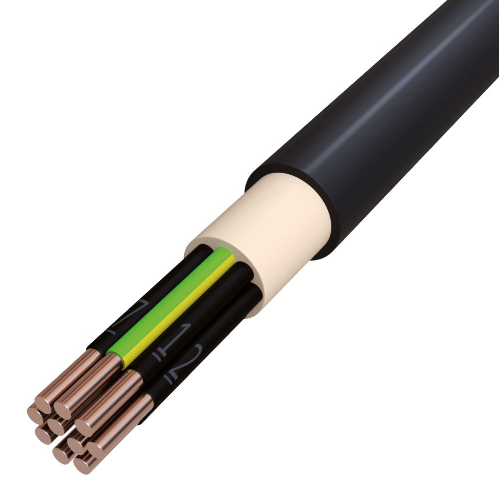 Starkstromkabel Eca NYY-J 10x1,5qmm RE TRS Ø19mm Polyvinylchlorid (PVC) sw Cu