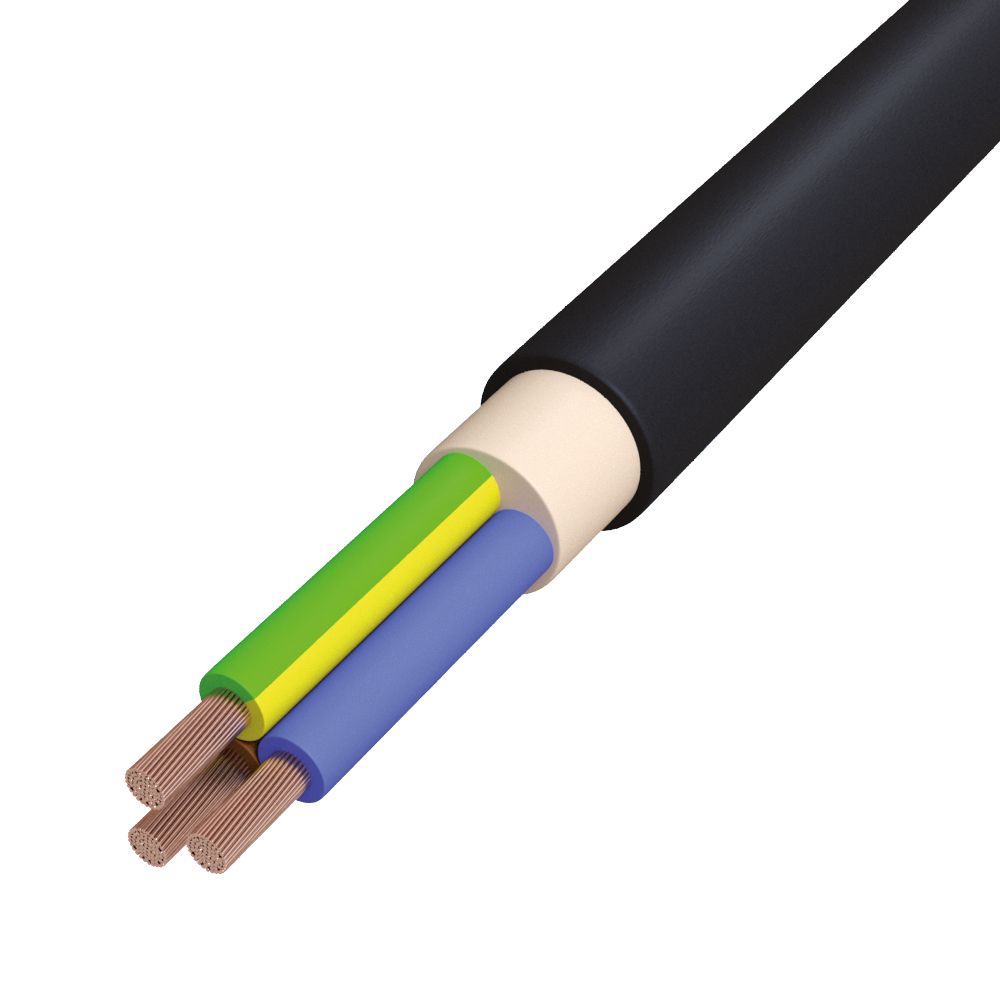 Gummischlauchleitung Eca H05RN-F 3G0,75 sw R50 Ø6,7mm Polyvinylchlorid (PVC)