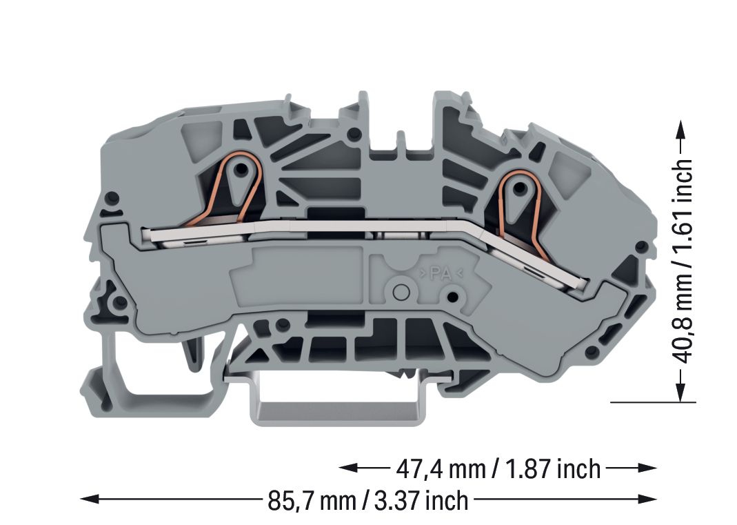 Reihenklemme 0,5-25qmm Serie 2016 1Etage 2kl gr 76A Hutschiene TH35