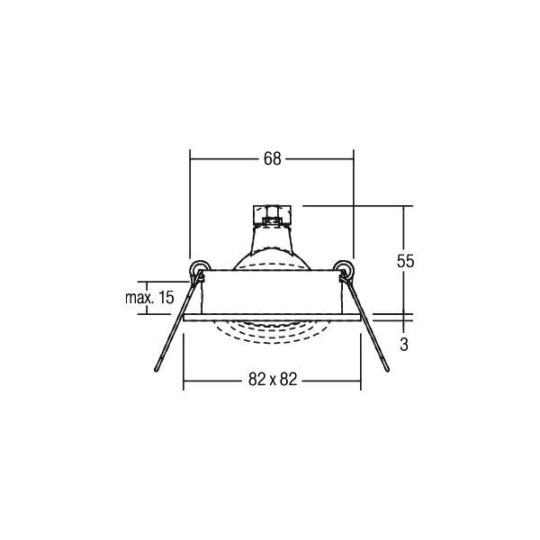 Einbaustrahler 13W Konv GX5,3 alu mt IP20 mediumstrahlend Ø/EB68mm 82x82x58mm