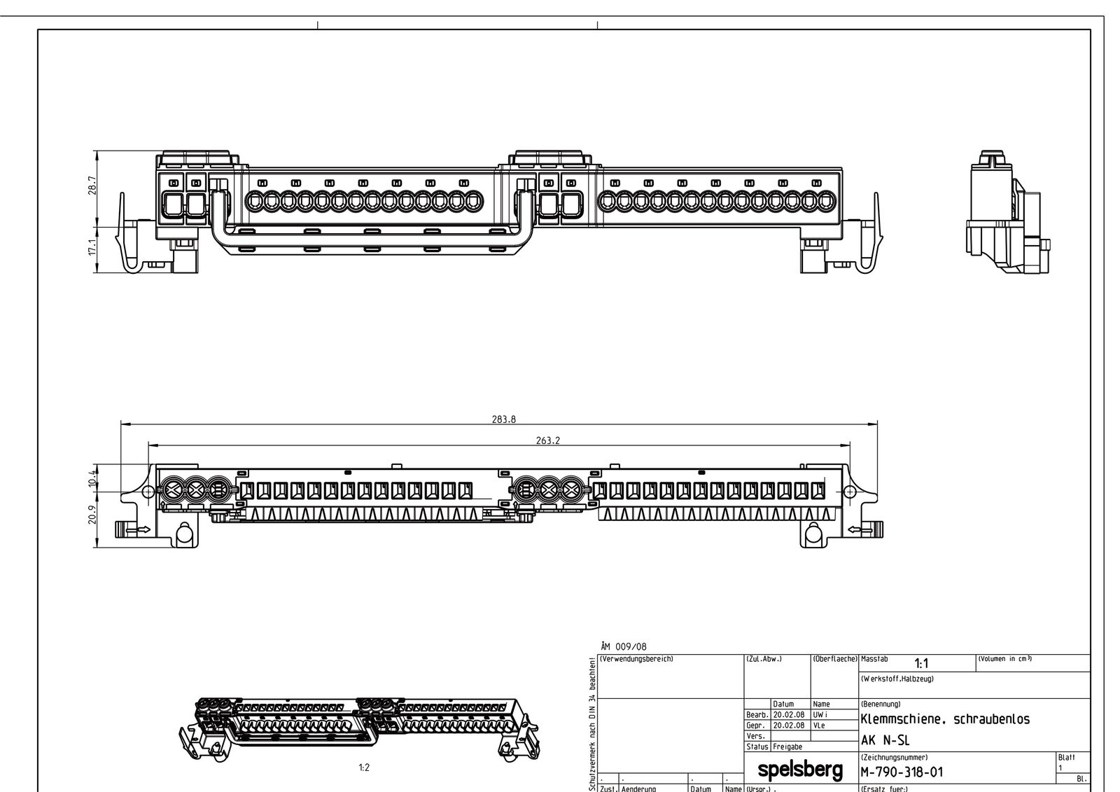 Hauptleitungsklemme 34Ein berührsich klemm 2pol schraubenlos