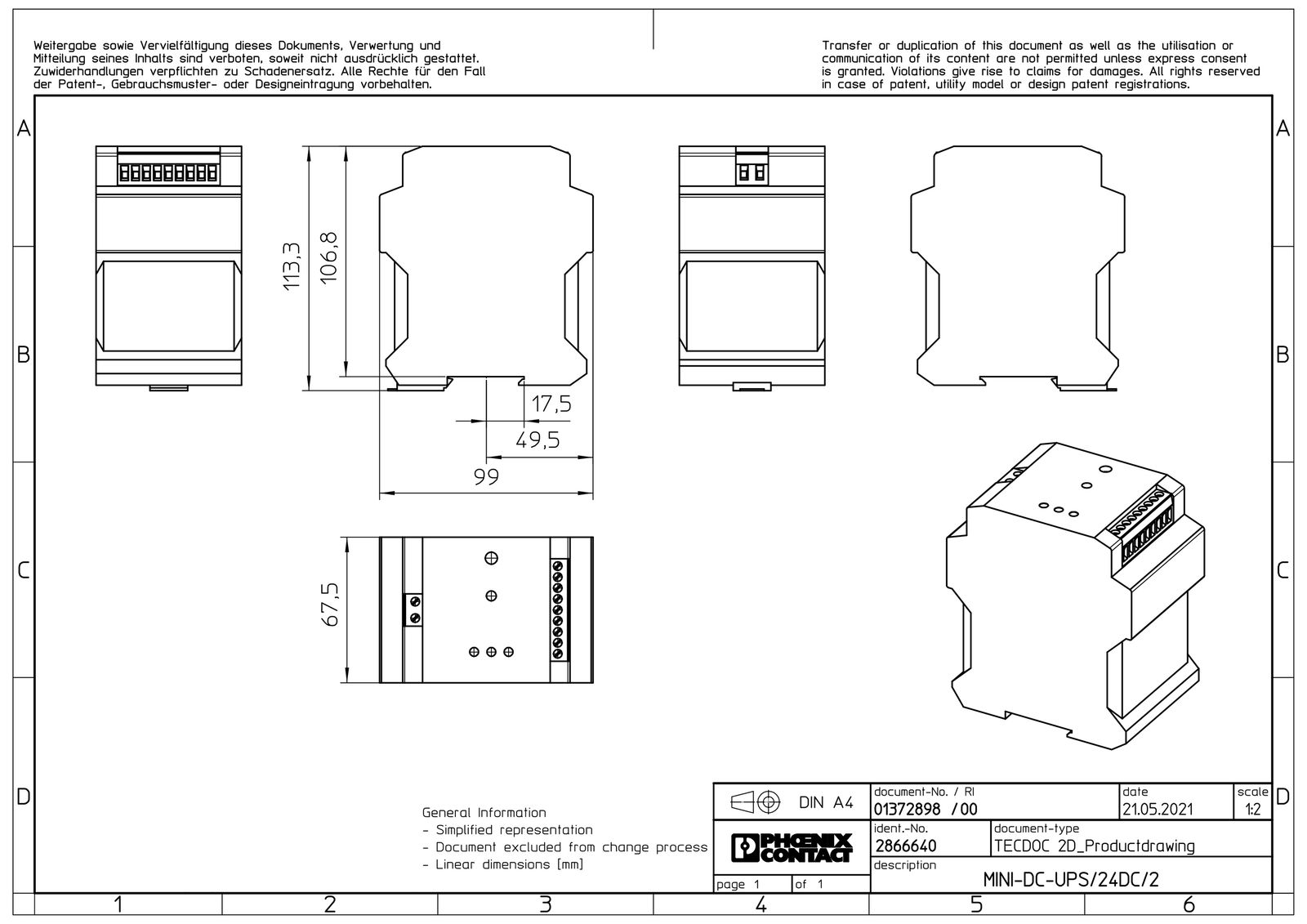USV REG Online 2VA 20min 85-240V 67,5x99x107mm