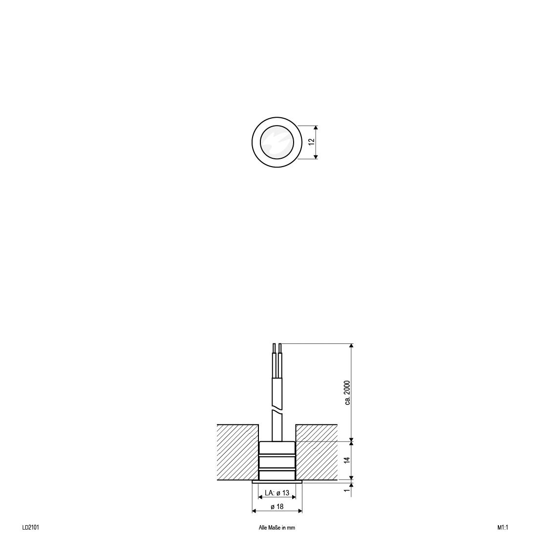 LED-Bodeneinbauleuchte 0,2W 6000K IP68 Konv LED nicht austauschbar 1LED edst