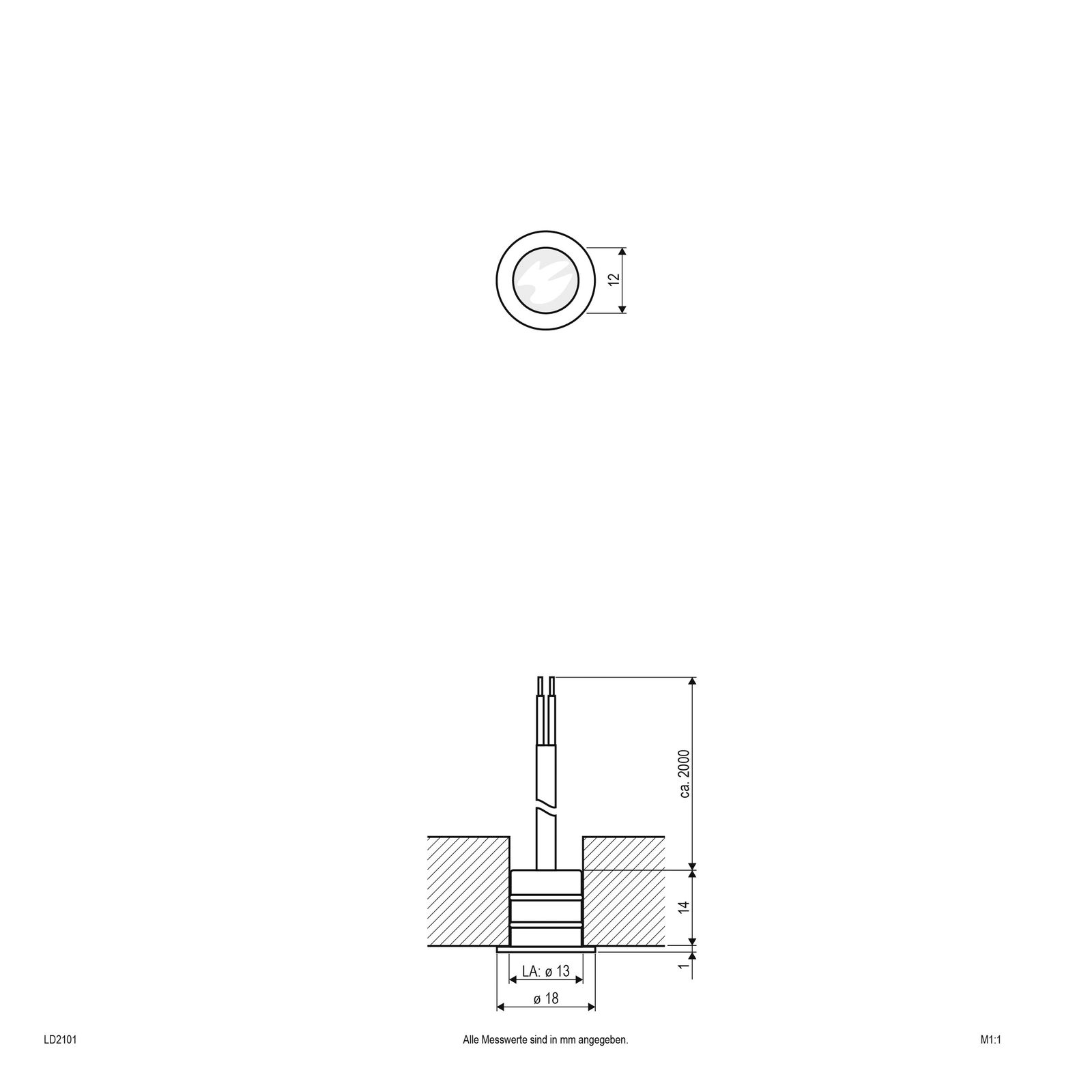 LED-Bodeneinbauleuchte 0,2W 6000K IP68 Konv LED nicht austauschbar 1LED edst
