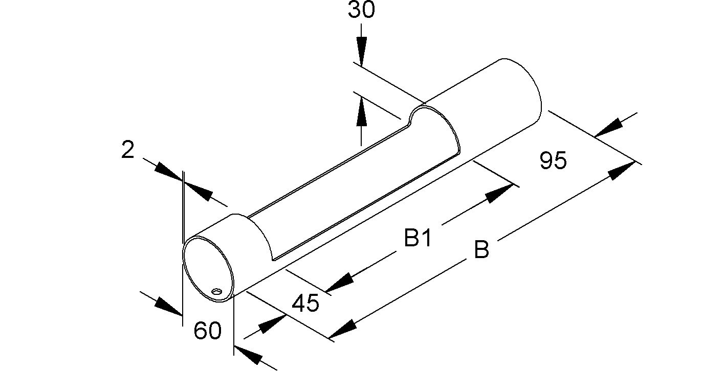 Stahl-Steckrohr Ø60mm starr f/vz -20-120°C Rohrende