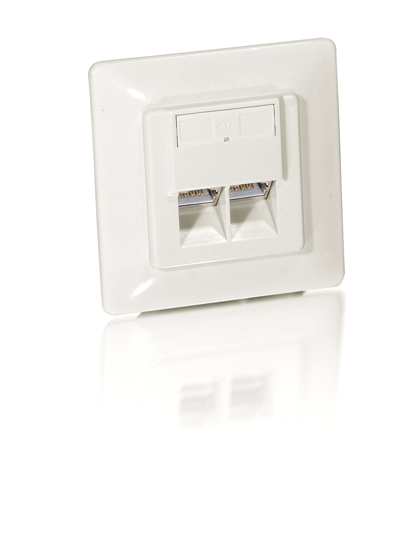 Anschlussdose Cat6 sigws 2xRJ45 RAL1013 Kanaleinb Bodentank/Unterflur signalweiß