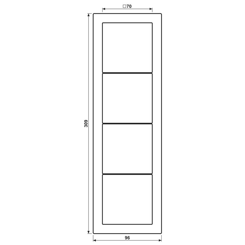 Einbaurahmen 4f aws glz LS / LS-DESIGN Kst f.GEB-K Unterputzmontage Thermopl