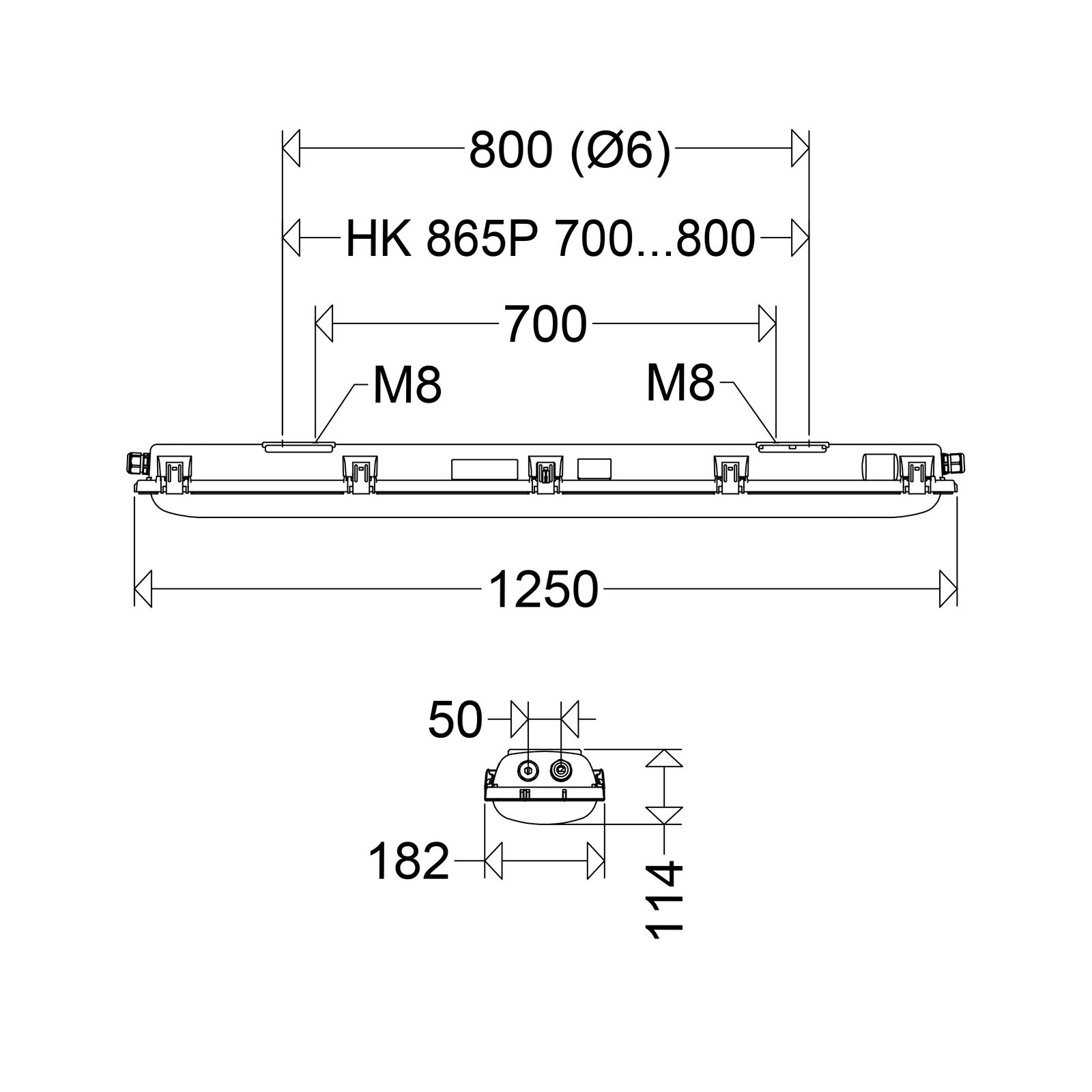 Ex-Anbauleuchte 54W Kst LED 2 22 IP66 8620lm LED austauschbar Schutzklasse:I