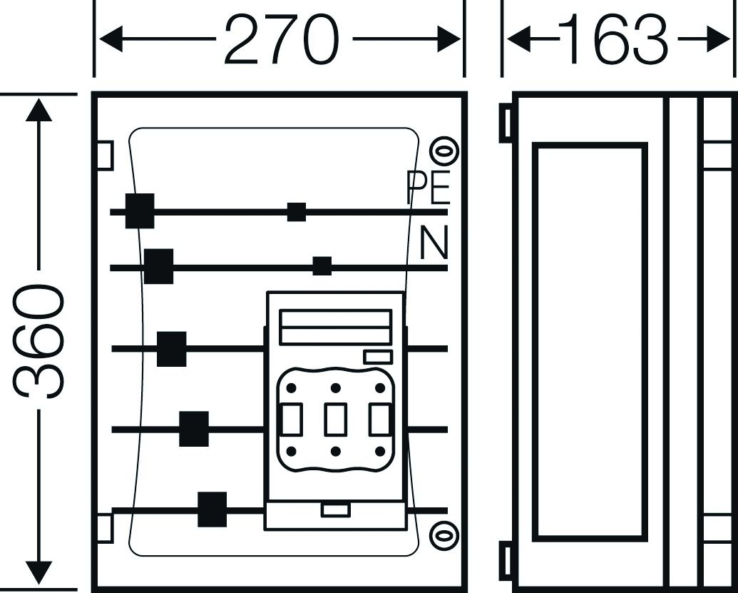 Sicherungsgehäuse 250A IP65 NH-Sich uni Kst Mit transparentem Deckel 1grp