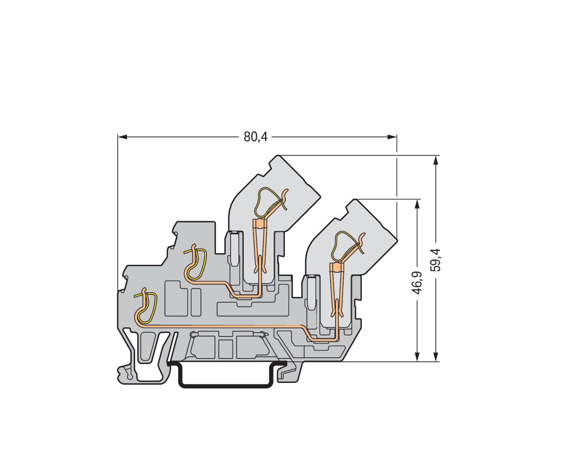 Reihenklemme 0,08-4qmm Serie 870 1Etage 2kl gr 16A Hutschiene TH35