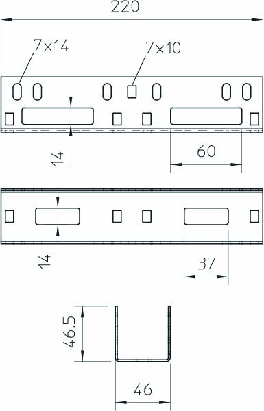 Verbinder Kabeltrag ST AZK-Serie 50x50mm Schraubverb f.Kabelrinne 220mm