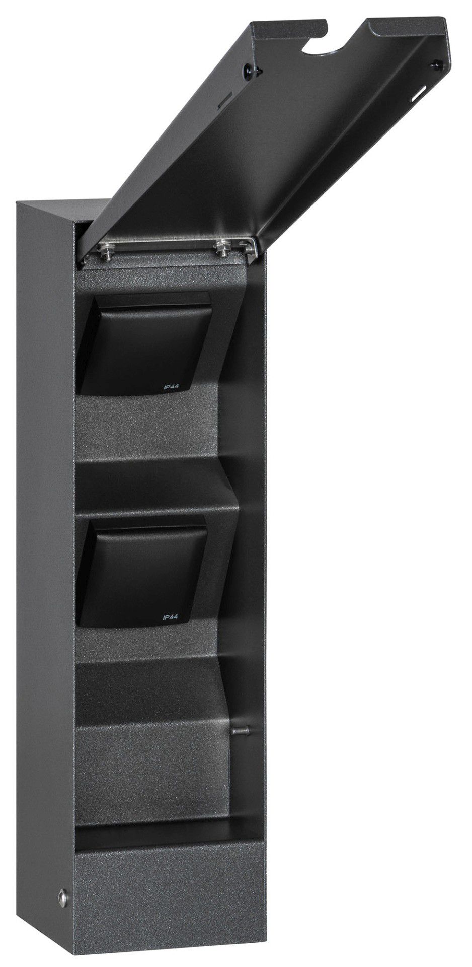 Steckdosensäule Metall gr 2Steckd IP44 360x100x115mm graphit
