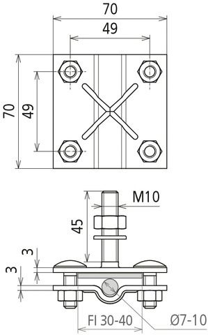 Anschlussklemme Ø7-10mm 40mm ST f/vz SKT-Schr