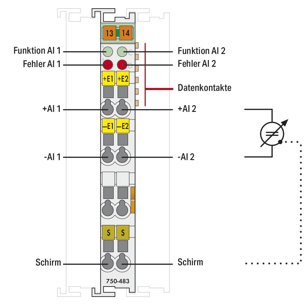 Analoges I/O-Modul DC Serie 750 24V Eing.Spg Spannung Federzugans