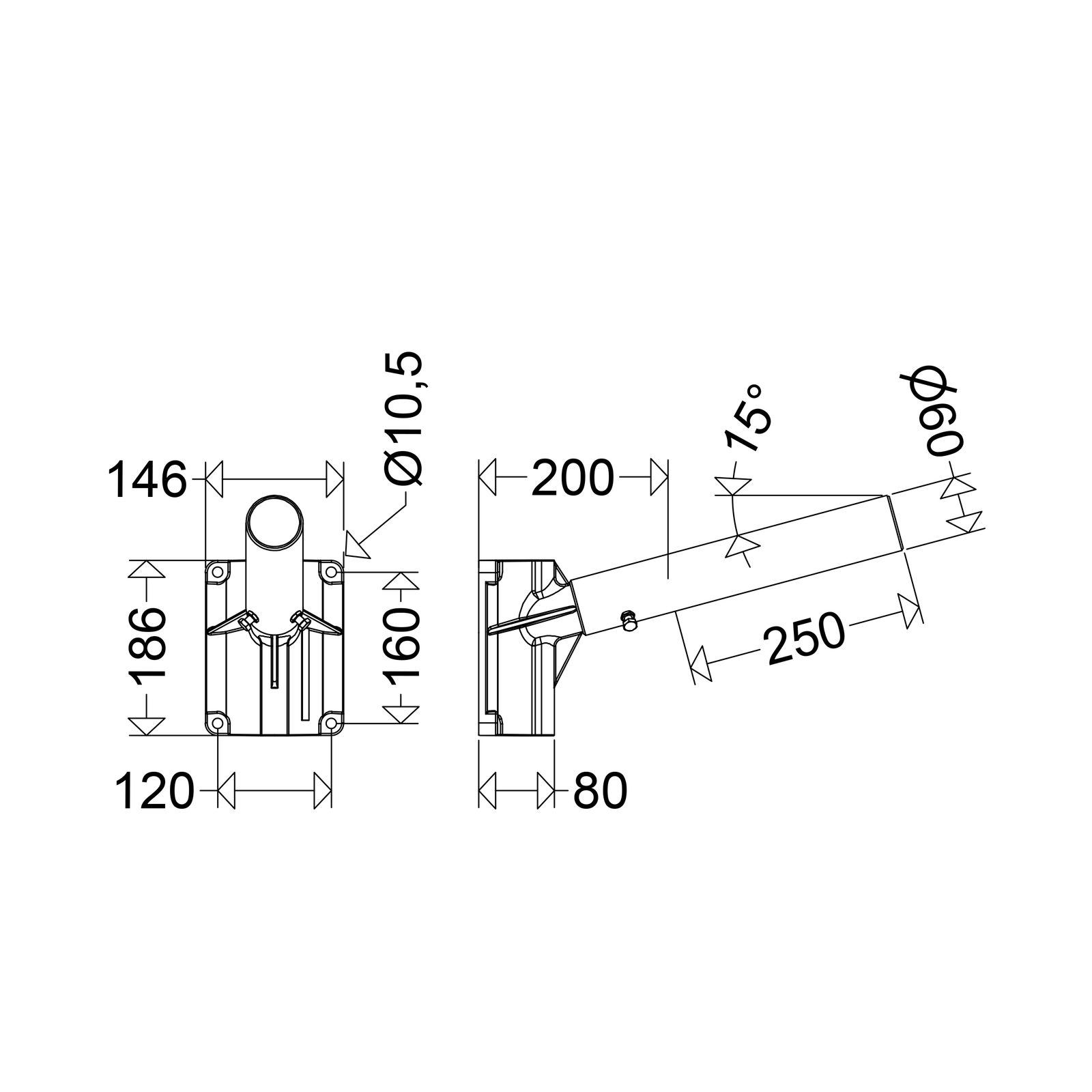 Ausleger si Alu L186mm B146mm