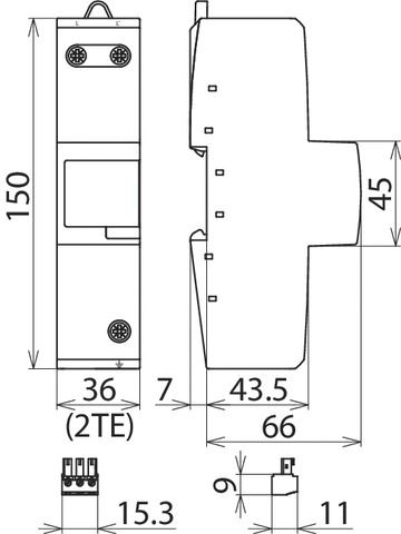 Blitzstromableiter IT TN 690VAC 4kV 25kA m.FMkont 2TE Netzform IT m.Fernmeldekont