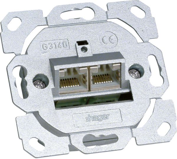 Anschlussdose Cat6 2xRJ45 LSA Kanaleinb Bodentank/Unterflur schräg