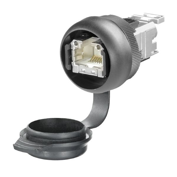 Modular-Buchse Cat5 RJ45 Schirm rnd litz massiv f.Rundkabel sw Schneidklemme IDC