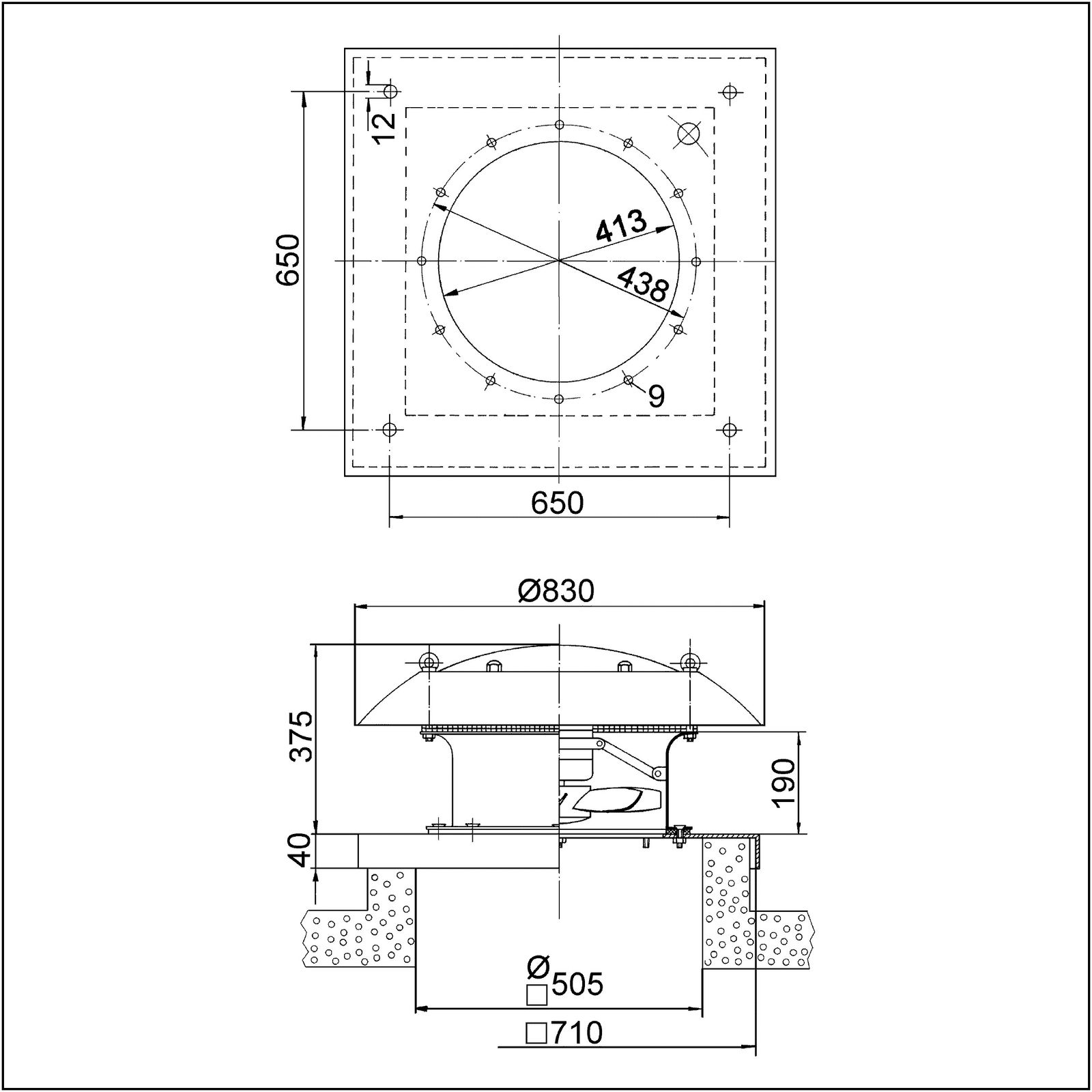 Ex-Ventilator 1/2 Axial Ø400mm 400V ST 3200cbm/h 170W IP54
