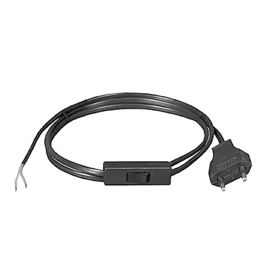 Netzanschlussleitung 3m 2x0,75qmm sw Euro-Stecker (CEE 7/16) Aderendh