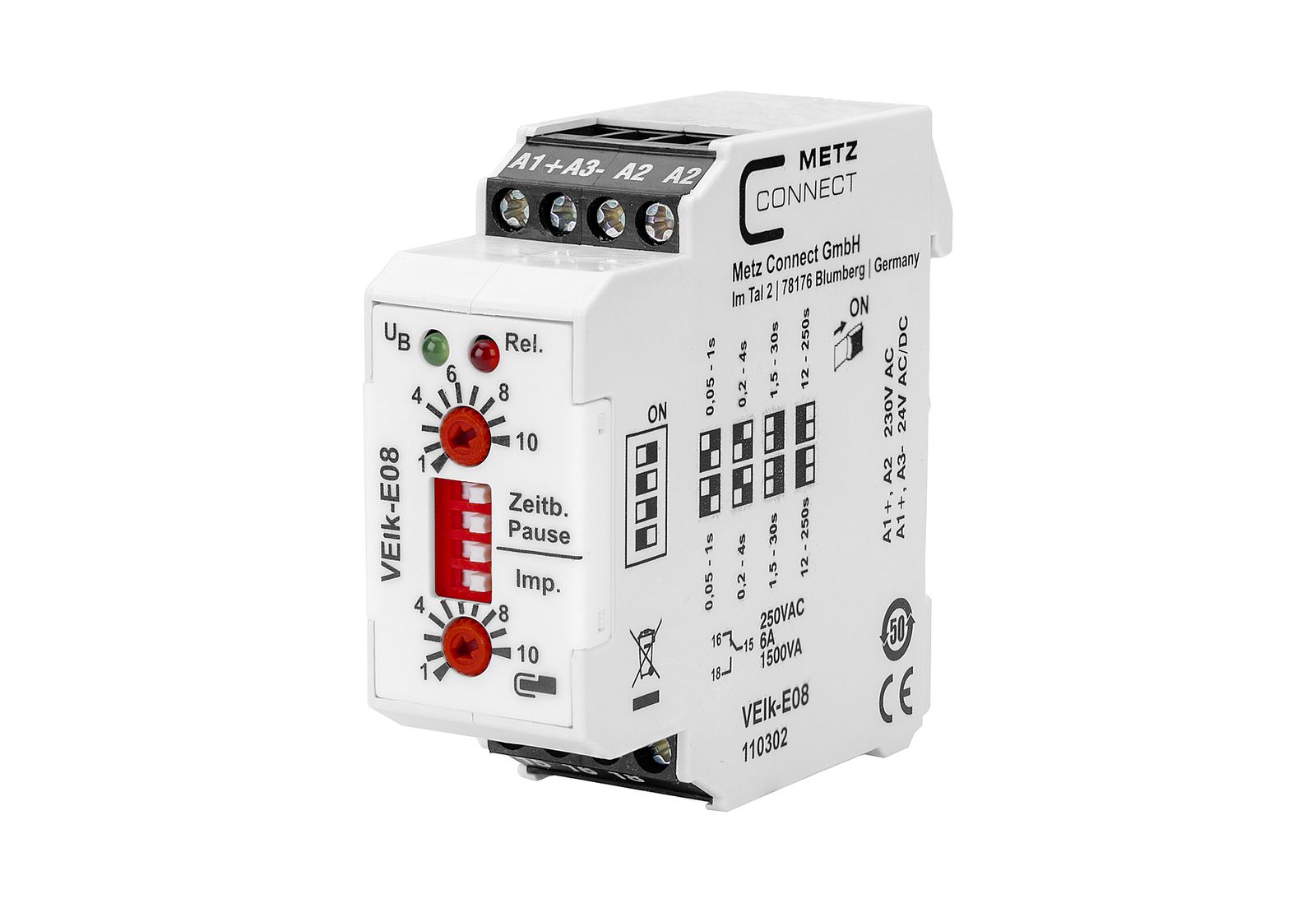 Zeitrelais 230V/AC 1-60s Impulsform takt 24V/DC Funktion Impulsformend var
