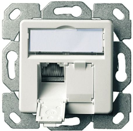 Anschlussdose Cat6A 2xRJ45 LSA Kanaleinb aws schräg m.Staubschutz