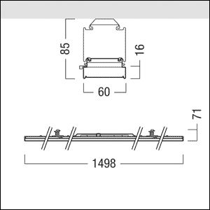 LED-Lichtleiste 31,1W 4000K 5570lm Konv IP20 1LED elektr.Trafo 1498x60x85mm