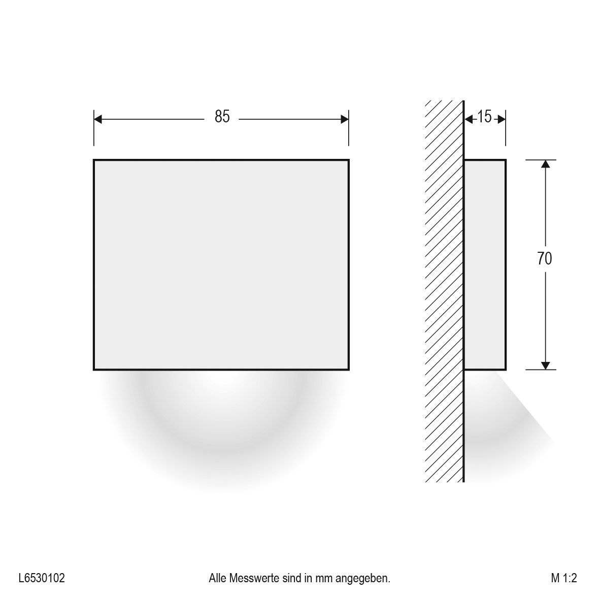 LED-Anbauleuchte 3W 3000K 131lm ws Konv IP65 70x85x15mm