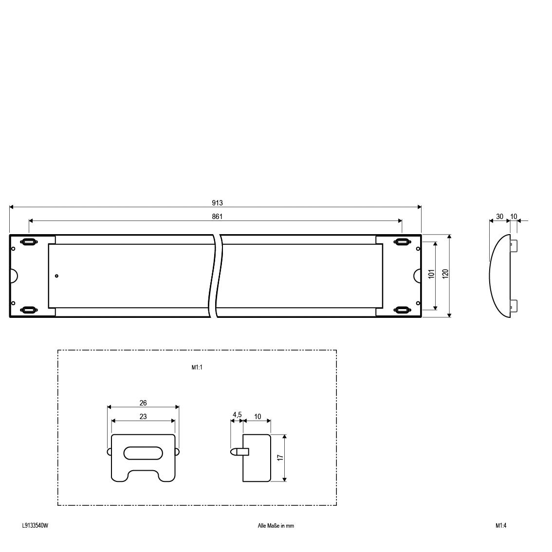 LED-Kunststoffleuchte 35W 4000K 4139lm ws IP20 913x120x40mm