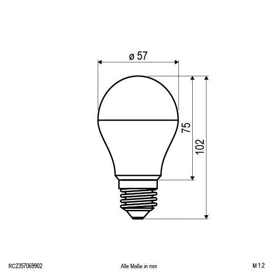 LED-Lampe E27 6W 3000K 450lm F opal ws 140° DC Ø57x102mm 85-265V