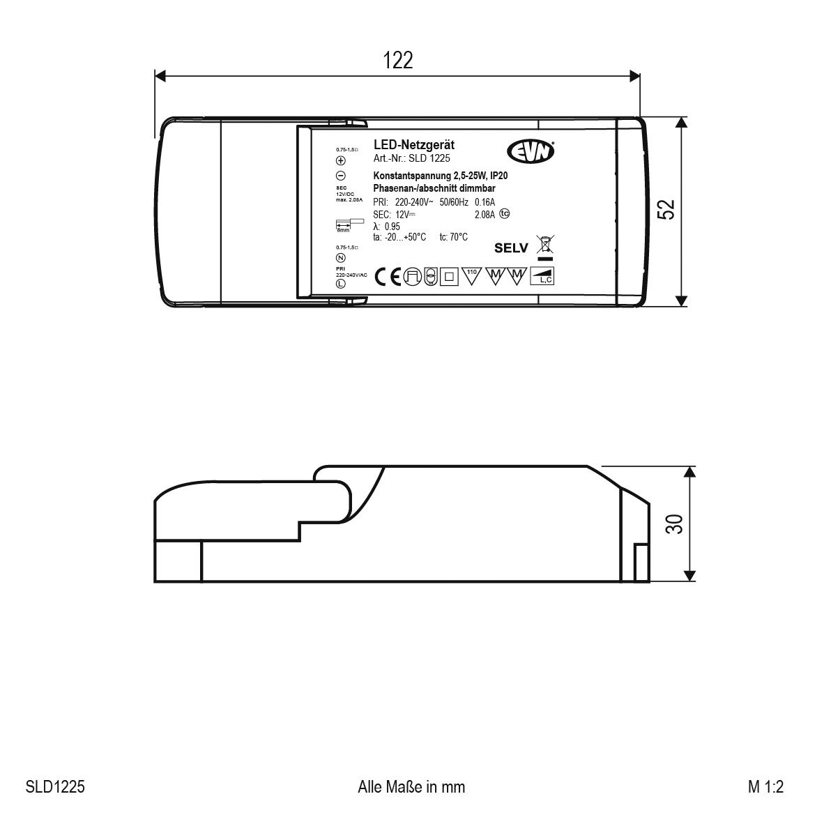 LED-Steuerung 2,25-25W 208-2083mA 12V IP20 dim Dimmung Phasenabschnitt Kstgeh