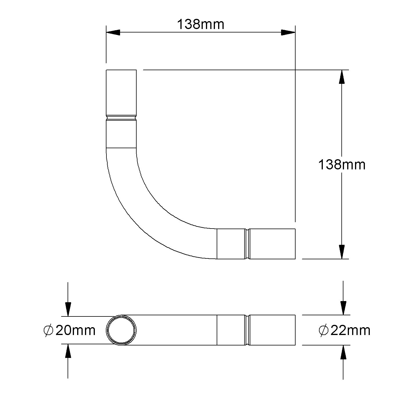 Rohrbogen Kabelschutz ST Ø20mm 90° f/vz