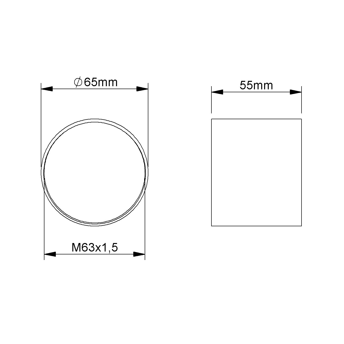 Stahl-Gewindemuffe Metall f/vz hfr zink Ø63mm