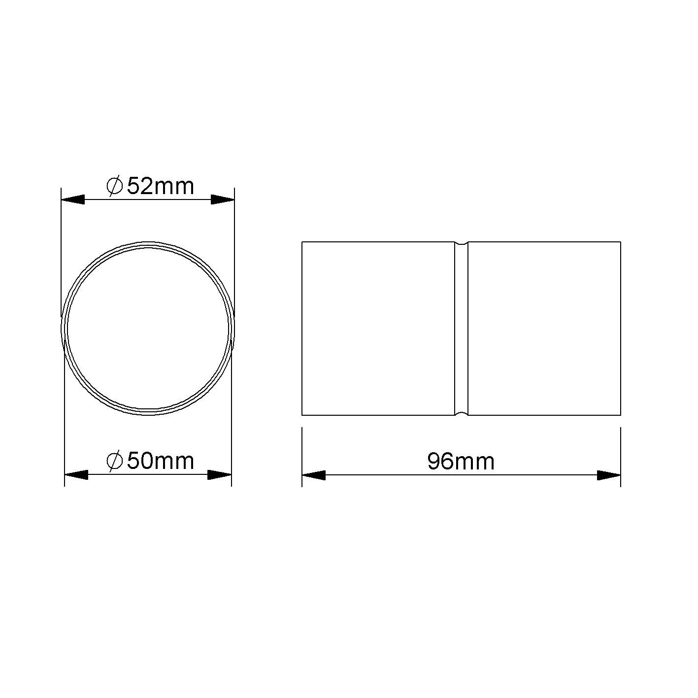 Steckmuffe Metall Ø50mm unbeh hfr