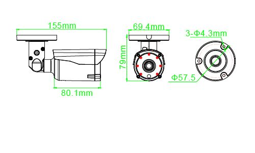 Überwachungskamera 1080MP Wand/Decke IR uni ws CCTV mit IR-LED