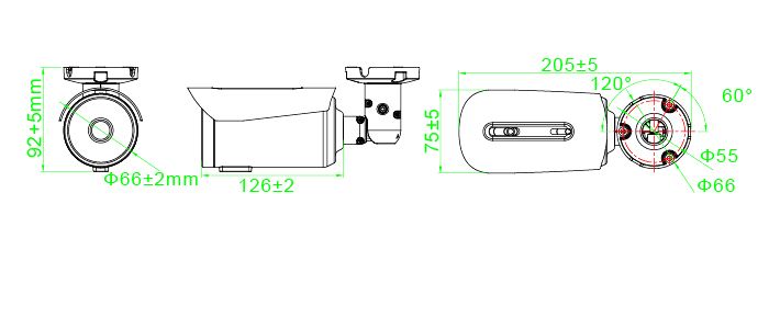 Überwachungskamera 1080MP Wand/Decke IR uni ws CCTV mit IR-LED