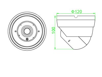 Überwachungskamera 1080MP Wand/Decke IR uni ws CCTV mit IR-LED Ø119x100mm