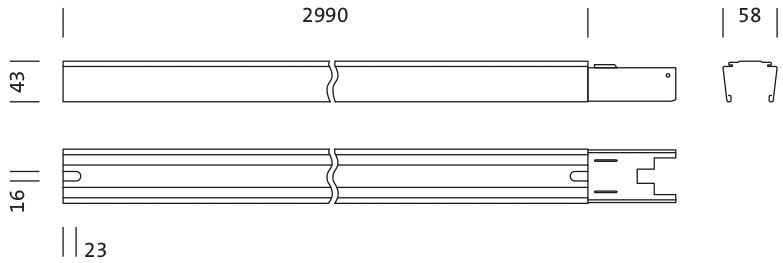Tragschiene Lichtband 80W Modario ws 10x2,5qmm IP20 2-längig L=2990mm