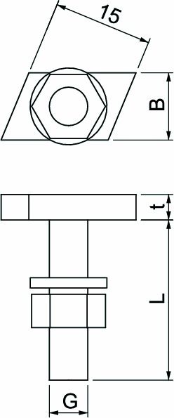 Hammerkopfschraube 10,5mm M6x25mm ST Zn/AluLam Geeignet für Montageschiene