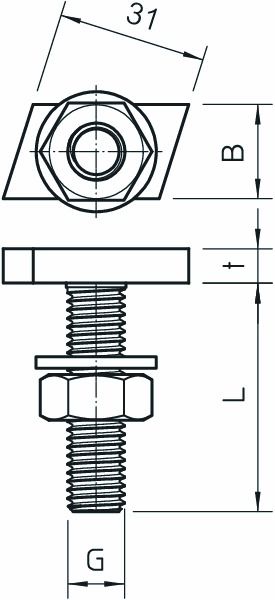 Hammerkopfschraube 14mm M10x30mm ST Zn/AluLam Geeignet für Montageschiene