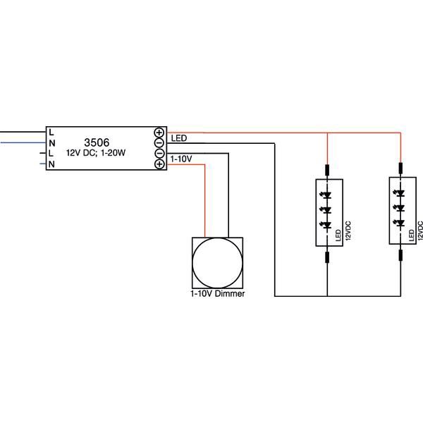 LED-Steuerung 0-20W 12V IP20 1-10V stat Kstgeh Dimmung 1-10 V 145x55x19mm