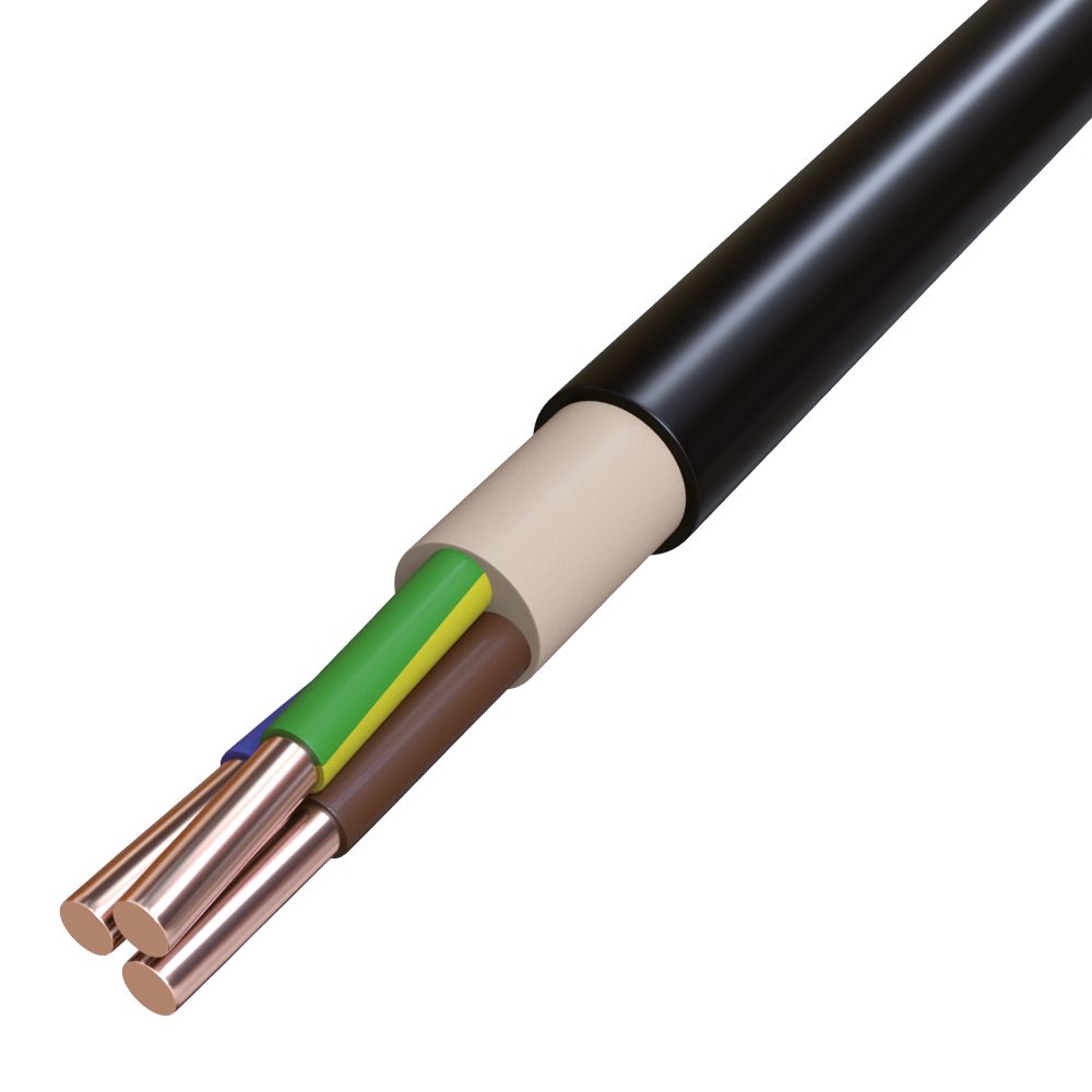 Starkstromkabel Eca NYY-J 3x2,5qmm RE sw TR1T Ø12,5mm Polyvinylchlorid (PVC) Cu
