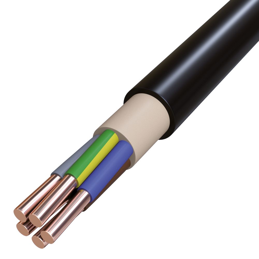 Starkstromkabel Eca NYY-J 5x4qmm RE TRS PVC Ø16,3mm Polyvinylchlorid (PVC) sw Cu