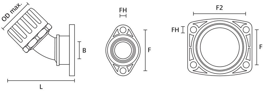Wellrohrverschraubung PA Ø34mm IP66 45°Wink Polyamid (PA) Schnapp