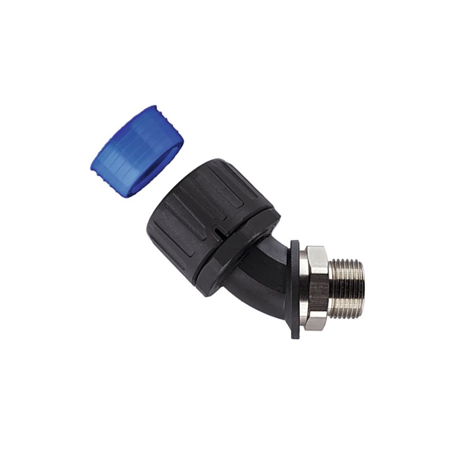 Wellrohrverschraubung Kst/Metall Ø16mm PG13,5 IP66 45°Wink Schnapp 10mm