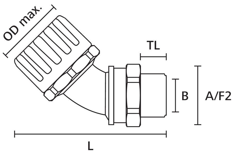 Wellrohrverschraubung Kst/Metall Ø16mm PG16 IP66 45°Wink Schnapp 14mm